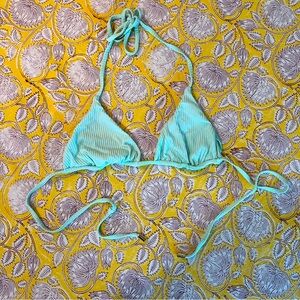 Monday Swimwear Triangle “Palma” Wide Rib Bikini Top – Light Blue, Size S